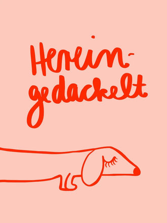 Dachshund Typography Wall Art – Pink Red Line Art Dog Quote Print