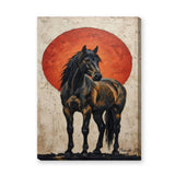 Dark Horse Modern Wall Art – Black Horse Before a Large Red Sun