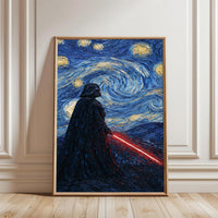 Darth Vader Starry Night Wall Poster, Star Wars Pop Art Wall Print, Galactic Canvas Wall Décor