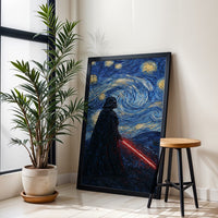 Darth Vader Starry Night Wall Poster, Star Wars Pop Art Wall Print, Galactic Canvas Wall Décor