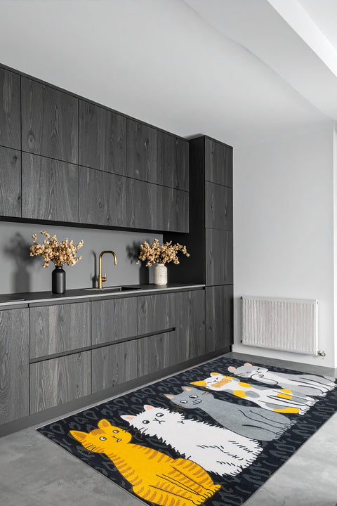 Decorative Modern Kids Area Rug in a kitchen