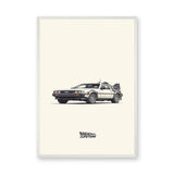 DeLorean Time Machine Retro Wall Art – Minimalist Movie Typography