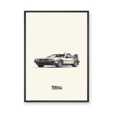 DeLorean Time Machine Retro Wall Art – Minimalist Movie Typography