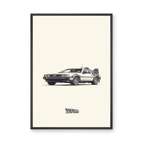 DeLorean Time Machine Retro Wall Art – Minimalist Movie Typography