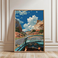 Desert Road Trip Aesthetic Home Art Wall Poster – Minimal Desert Highway Print