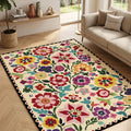 Digital Print Modern Area Rug – Purple in a living room