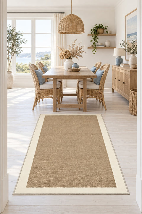 Digital Print Modern Kitchen Rug – Beige in a dining room