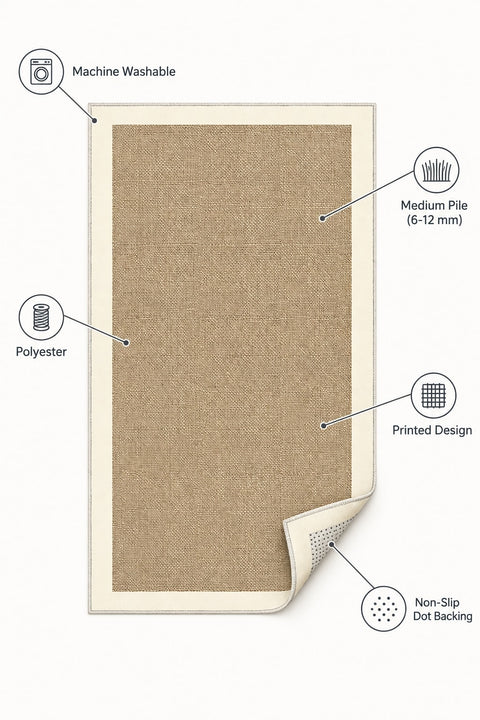 Digital Print Modern Kitchen Rug – Beige – features