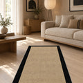 Digital Print Modern Kitchen Rug – Black in a living room
