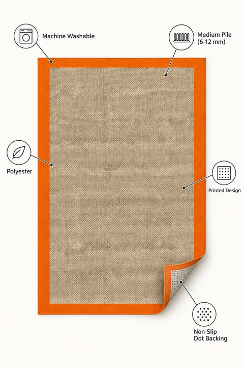 Digital Print Modern Kitchen Rug – Orange – features