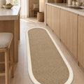 Digital Print Modern Oval Kitchen Rug – Beige in a kitchen