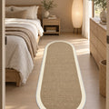 Digital Print Modern Oval Kitchen Rug – Beige in a bedroom