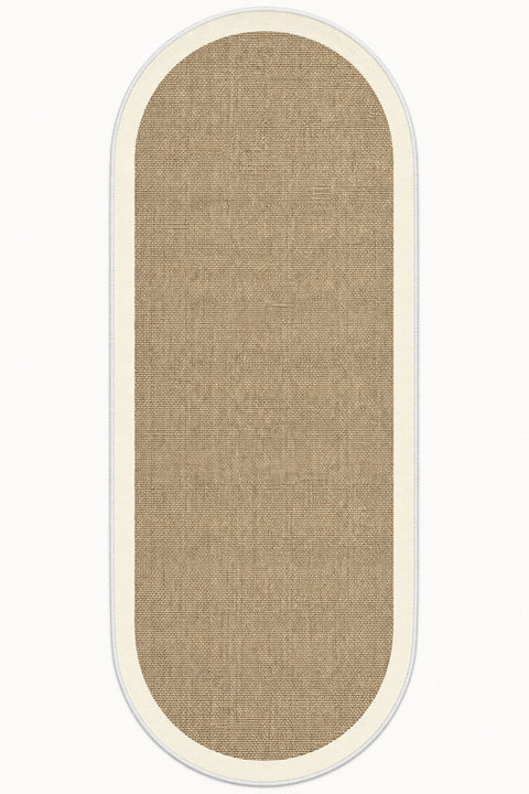 Digital Print Modern Oval Kitchen Rug – Beige