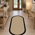 Digital Print Modern Oval Kitchen Rug – Black in a hallway
