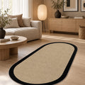 Digital Print Modern Oval Kitchen Rug – Black in a living room