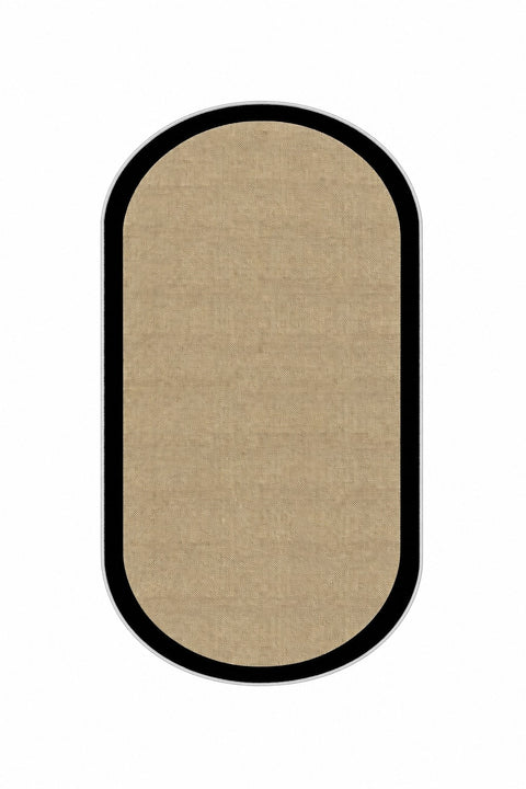 Digital Print Modern Oval Kitchen Rug – Black