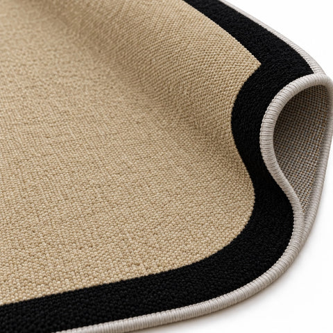 Digital Print Modern Oval Kitchen Rug – Black – texture close-up