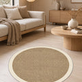 Digital Print Modern Round Kitchen Rug – Beige in a living room