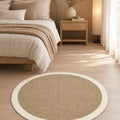 Digital Print Modern Round Kitchen Rug – Beige in a bedroom