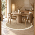 Digital Print Modern Round Kitchen Rug – Beige in a dining room