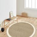 Digital Print Modern Round Kitchen Rug – Beige in a living room