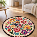 Digital Print Modern Round Rug – Multicolor in a living room