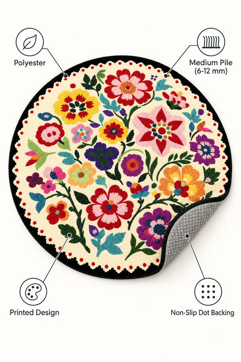 Digital Print Modern Round Rug – Multicolor – features