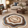 Digital Print Round Area Rug – Brown in a living room