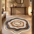 Digital Print Round Area Rug – Brown in a hallway