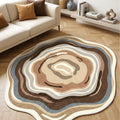 Digital Print Round Area Rug – Brown in a living room
