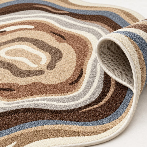 Digital Print Round Area Rug – Brown – texture close-up