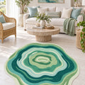 Digital Print Round Area Rug – Green in a living room