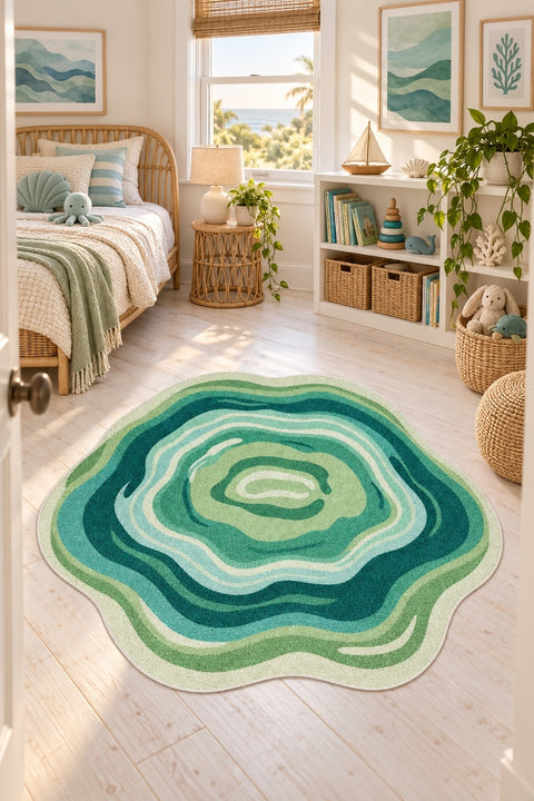 Digital Print Round Area Rug – Green in a nursery