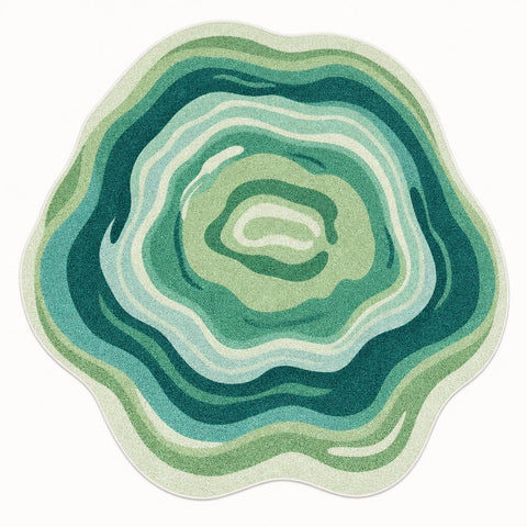 Digital Print Round Area Rug – Green