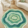 Digital Print Round Area Rug – Green in a living room
