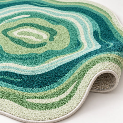 Digital Print Round Area Rug – Green – texture close-up