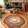 Digital Print Round Area Rug – Multicolor in a living room