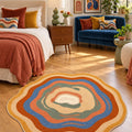 Digital Print Round Area Rug – Multicolor in a bedroom