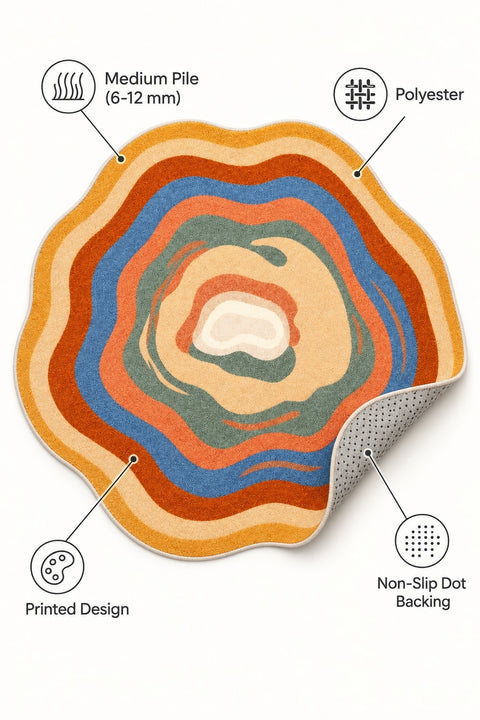 Digital Print Round Area Rug – Multicolor – features