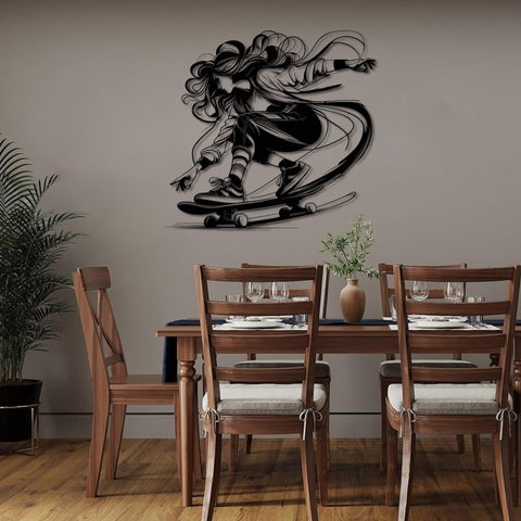 Skater Girl Metal Wall Art