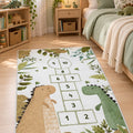 Dinosaur Hopscotch Kids Area Rug in a bedroom