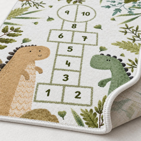 Dinosaur Hopscotch Kids Area Rug – texture close-up
