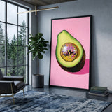 Disco Avocado Pop Art Wall Art – Surreal Pink Kitchen Print