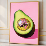Disco Avocado Pop Art Wall Art – Surreal Pink Kitchen Print