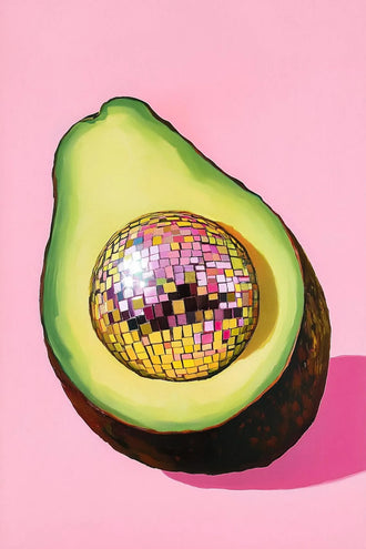 Disco Avocado Pop Art Wall Art – Surreal Pink Kitchen Print