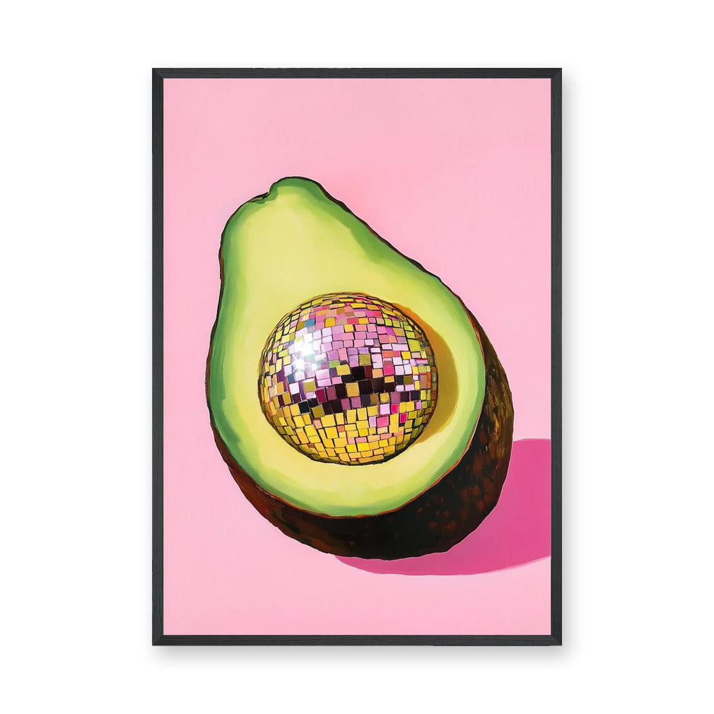 Disco Avocado Pop Art Wall Art – Surreal Pink Kitchen Print