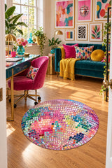 Disco Ball Modern Round Rug in a office
