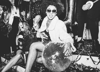 Disco Party Photography Modern Wall Art – Black and White Mirror Ball Scene