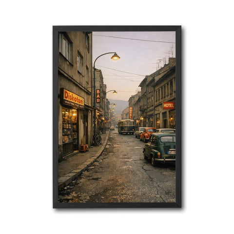 Diskoton Bar Hotel Retro European Street Scene Décor Poster Wall Poster