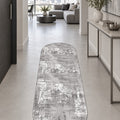 Distressed Classic Oval Runner Rug – Gray in a hallway
